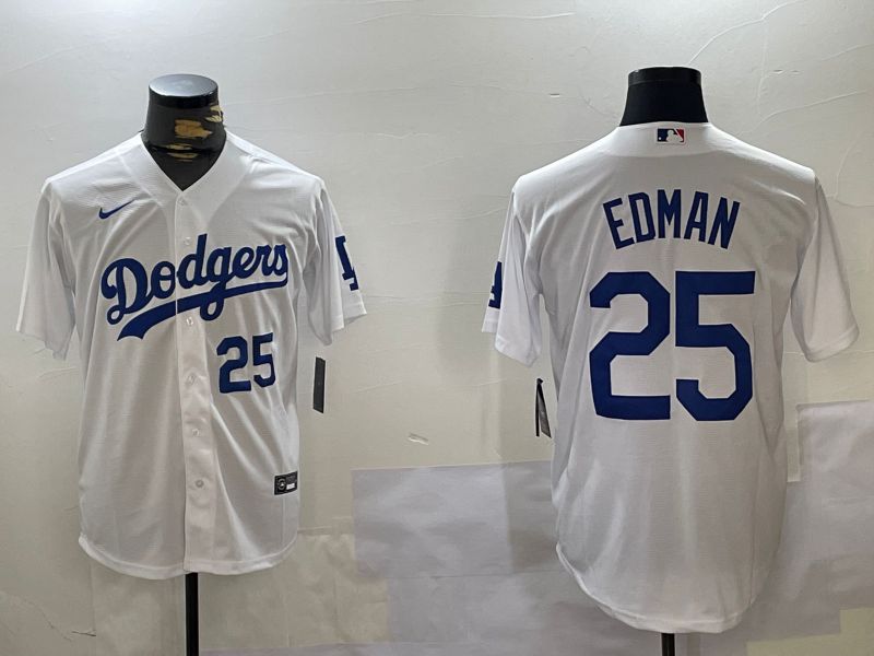 Men Los Angeles Dodgers 25 Edman White Game 2024 Nike MLB Jersey style 11203